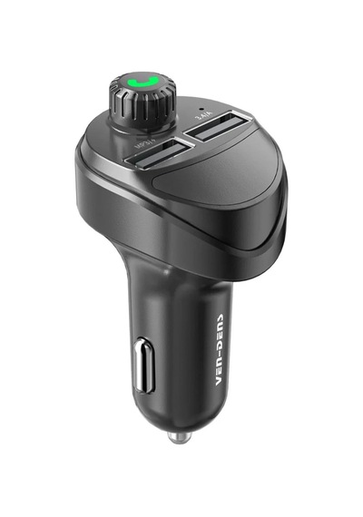Ven-dens Vd-fm004 Bluetooth 5.0 Araç Fm Transmitter Cihazı, Çift Usb Hızlı Şarj, Tf Kart Desteği Ve, Siyah