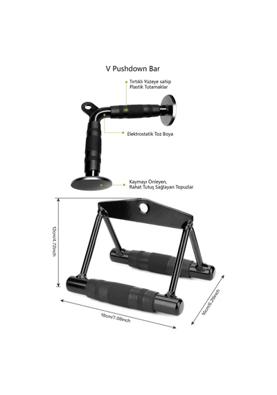 8'li Fitness Aparat Seti - Lat Pulldown - V Bar - Rowing Bar - Triceps Bar - Triceps Halatı