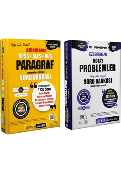 Pegem Yayınları Kpss Ales Dgs Ezberbozan Paragraf Ve Problemler Soru Bankası Seti 2 Kitap