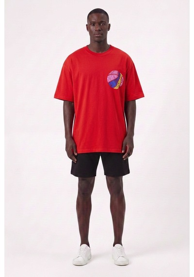 Blow Up Günlük Spor Tişört Running Kırmızı Oversize 142341 Siyah
