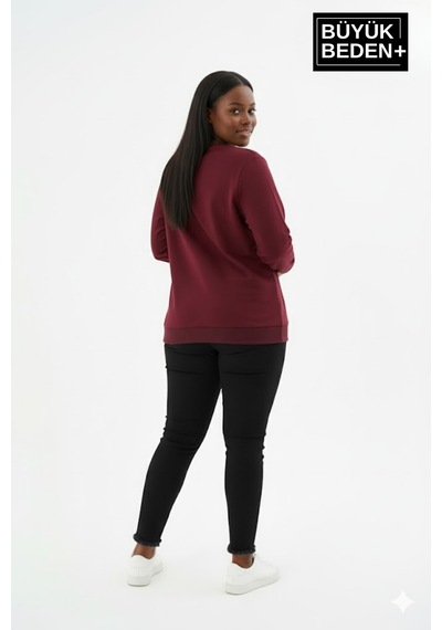 Superlife Kadın Büyük Beden Bisiklet Yaka Kollar Ve Etek Ribanalı İnce Sweatshirt Spr26bswk956 Bordo Superlife Kadın Büyük Beden Bisiklet Yaka Kollar Ve Etek Ribanalı İnce Sweatshirt Spr26bswk956 Bordo