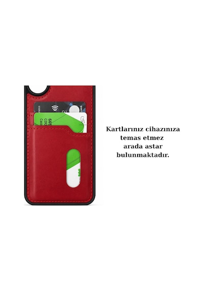 Realme C65 Uyumlu Deri Kartvizitli Kartlıklı Premium Telefon Kılıfı Kapak Kırmızı