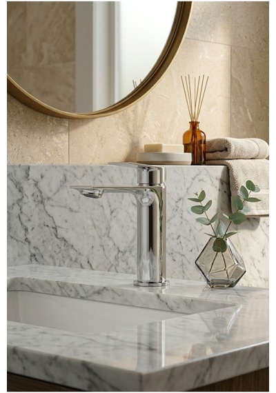 Krom Kare Premium Prinç Kararmaz Lavabo Bataryası Gümüş