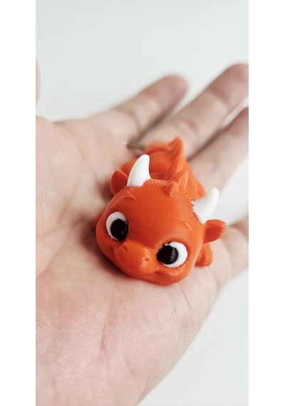 3d Baskı Turuncu Hareketli Bebek Ejderha Anahtarlık Çok Renkli