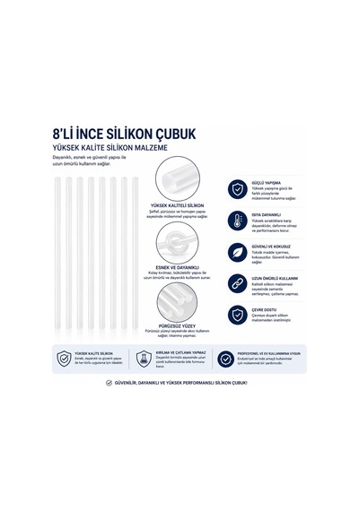 8 Li İnce Silikon Çubuk 7,4 Mm X 30 Cm Sıcak Silikon Tabancası Uyumlu Şeffaf Mum Silikon Hobi Ve Tamir İçin