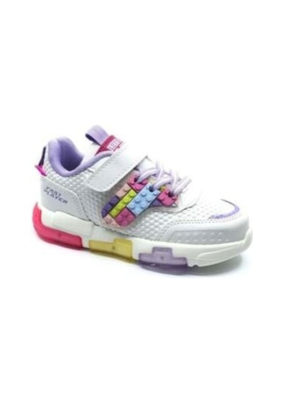 Cool Heros Çocuk Işıklı Cırt Bantlı Sneaker Spor Ayakkabı Lila Sedef