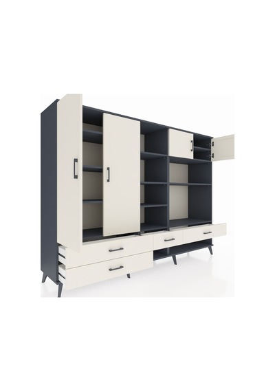 Hyperion Dolap 12 Raflı 4 Çekmeceli 4 Kapaklı 220x44x163 Antrasit Antrasit-aytaşı Hyperion Dolap 12 Raflı 4 Çekmeceli 4 Kapaklı 220x44x163 Antrasit Antrasit-aytaşı