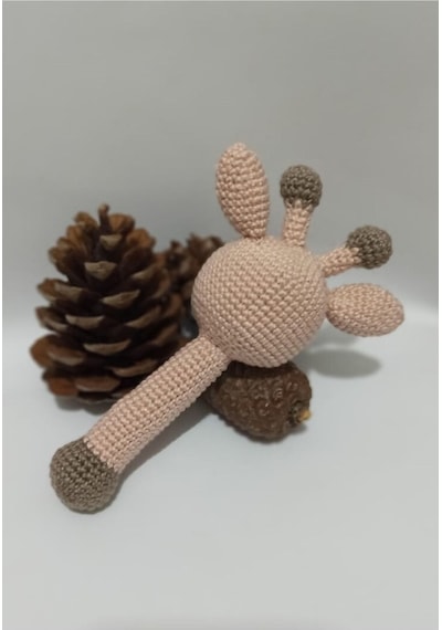 Yenidoğan Sevimli Zürafa Çıngırak Amigurumi Organik Oyuncak Karış Çok Renkli