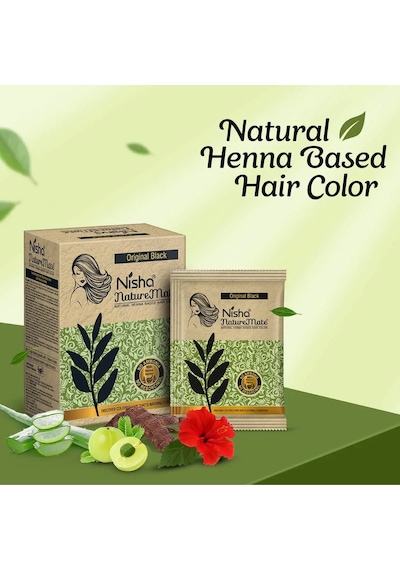 Nature Mate 6x10g Zarf Saç Beyaz Kapatıcı Hindistan Kınası Siyah Kına,fırcası Hediyeli
