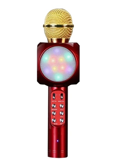 Karaoke Mikrofon , Bluetooth Özellikli Çocuk Mikrofonu Karaoke Işıklı Mikrofon Kırmızı