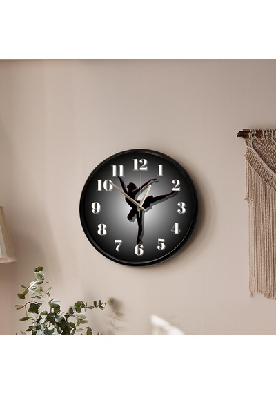Balerin Silüet Temalı Duvar Saati 28 Cm Sessiz Mekanizma Modern Dekor Çok Renkli