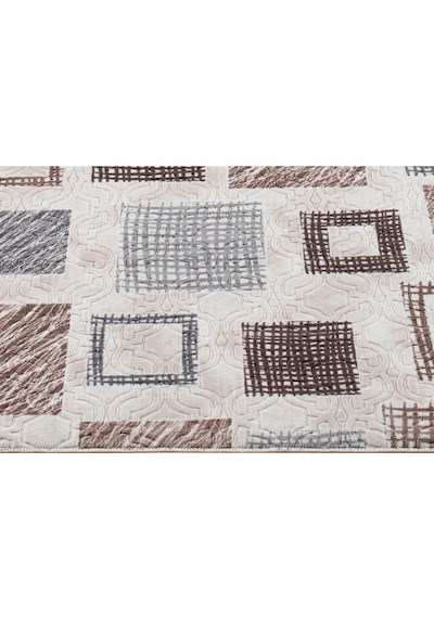 Raschel Carpet Mavi-kahve Emboss Çökme Kare Desenli Kalın Yumuşak Kaymaz Özel Taban Halı Yolluk