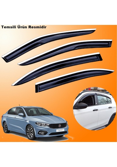 Fiat Egea Sedan Mügen Cam Rüzgarlığı Abs Krom Nikelajlı Cam Rüzgarlığı 2015 Sonrası 4 Lü Set