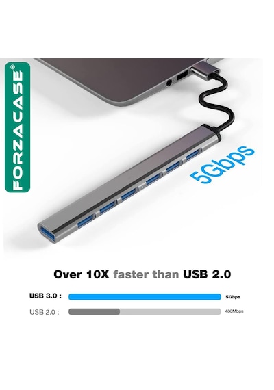 Forzacase FC752 USB 2.0 To Type-C 7 Port 7 İn 1 Usb Çoklayıcı Hub