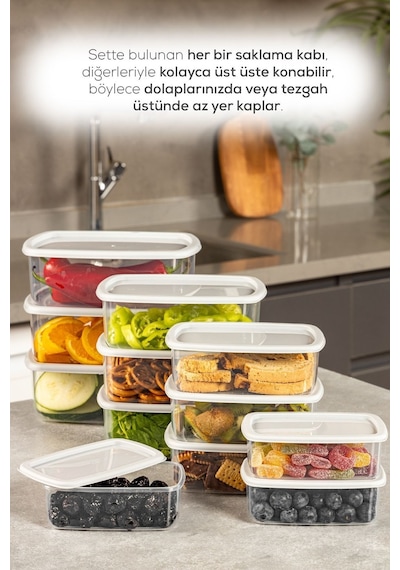 Vienev 12li Hava Geçirmez Saklama Kabı Seti Gri 3x 250-500-750-1200 Ml Gri