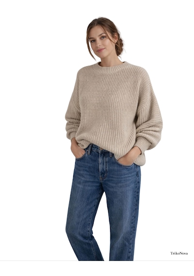 Trikonova Oversize Triko Kazak Bej