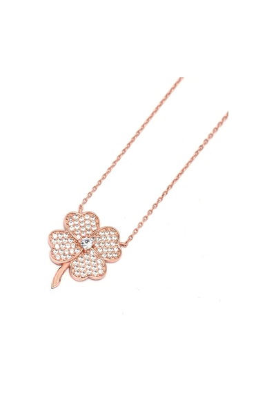 Brezza Lusso Jewelry  Luck Serisi Dört Yaprak Caoverleaf Gümüş Kadın Kolye 45 CM 45 CM