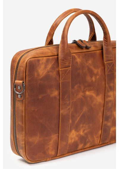 Mussen Hakiki Deri Organizer Macbook Laptop Evrak Çantası 13" & 14" İnç Taba Tiana
