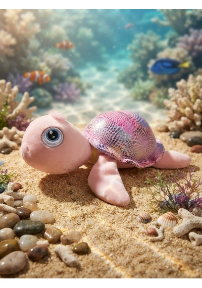 Peluş Kaplumbağa Parlak Kumaş-25 Cm Pembe