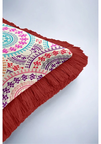 Boho Etnik Mandala Motifli Saçaklı Yastık Kılıfı - Renkli Retro Bordo Püsküllü Kırlent Kılıfı Kadim Sahil Opal Boho Etnik Mandala Motifli Saçaklı Yastık Kılıfı - Renkli Retro Bordo Püsküllü Kırlent Kılıfı Kadim Sahil Opal