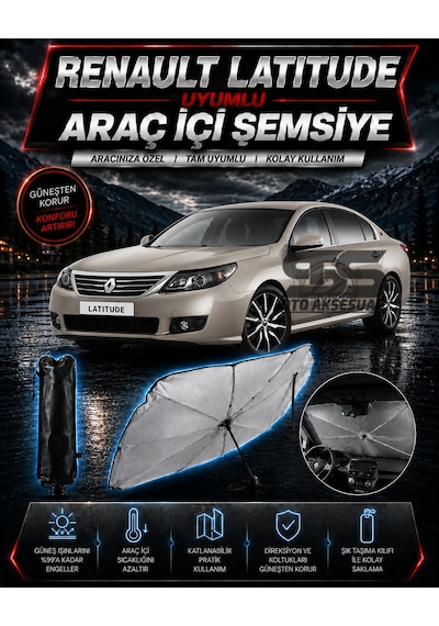 Renault Latitude Araç Ön Cam Güneşliği Katlanabilir Şemsiye Oto Güneşlik Uv Korumalı Gölgelik Araba Oto Şemsiyesi