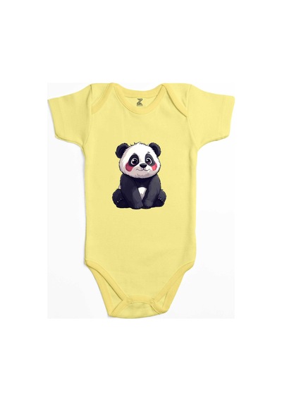 Zepplin Giyim Şirin Panda Sarı Bebek Body Zıbın