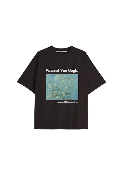 Kalic Studio Unisex Van Gogh Baskılı Oversize Tshirt Siyah-68