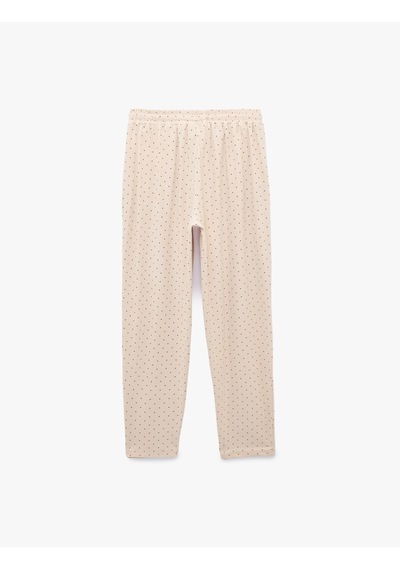 Koton Beli Bağcıklı Puantiyeli Rahat Kalıp Pijama Altı Beyaz Desenli 7wlk40108mk