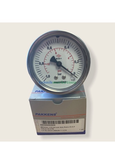 63MM -1/0 Bar Panotip Arka Çıkış G1/4" Kurutip VakuMMetre Pakkens