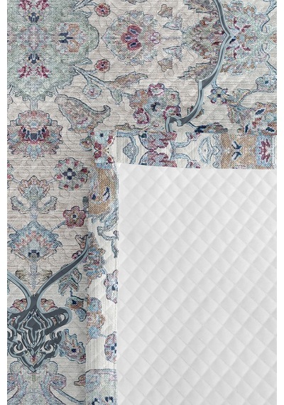 Mavi Etnik Otantik Tek Kişilik Pike Takımı - Bohem Şal Motifli Gri 160x220 Cm Kapitone Yatak Örtüsü Mahmur Sis Kokusu