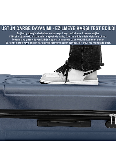 Anthony Jackson Ultra Hafif Abs Kabin + Orta + Büyük Set Valiz Trıon Lacivert