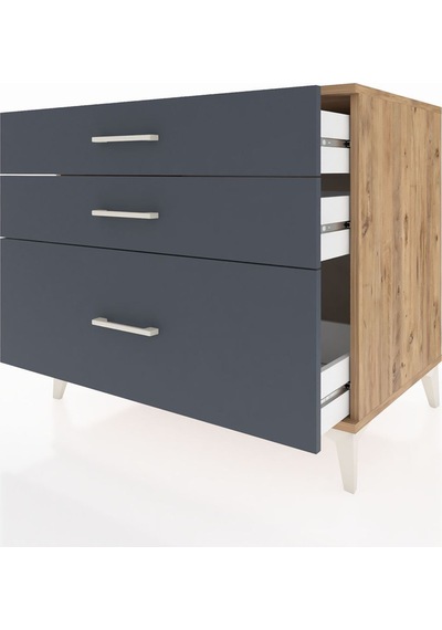 Kronos Şifonyer 3 Çekmeceli 88x59x80 Çam-antrasit Atlas Çam