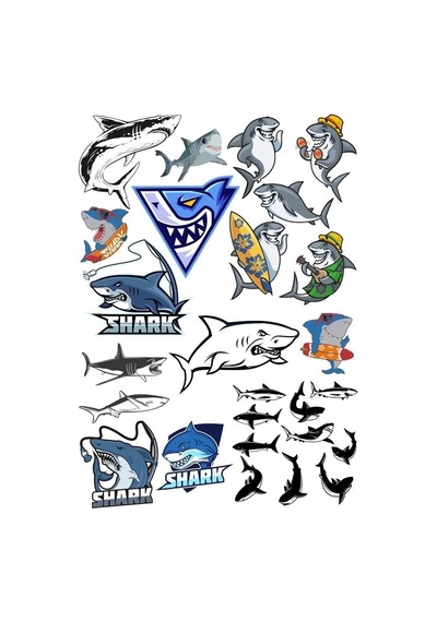 Köpek Balığı Sticker Set 21 Parça Telefon, Tablet, Defter, Laptop Sticker