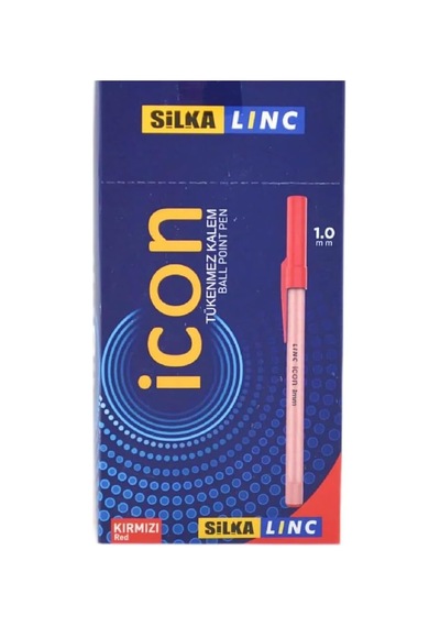 Silka Linc Icon 1.0 Mm İğne Uçlu Tükenmez Kalem, Kırmızı, 50 Adet Çok Renkli