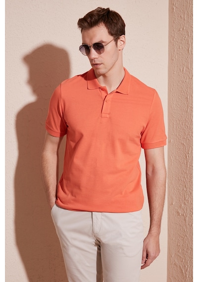 Buratti Pamuklu Regular Fit Düğmeli Erkek Polo Yaka T Shirt 5902739 Turuncu