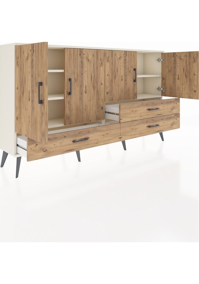 Arges Konsol 5 Raflı 3 Çekmeceli 4 Kapaklı 176x30x99 Aytaşı-çam Aytaşı-çam
