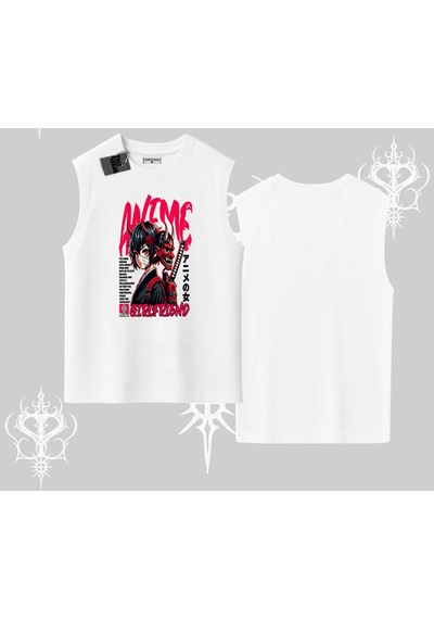 Tarzsokak Kolsuz Tshirt Anime Girlfriend Kırmızı Beyaz