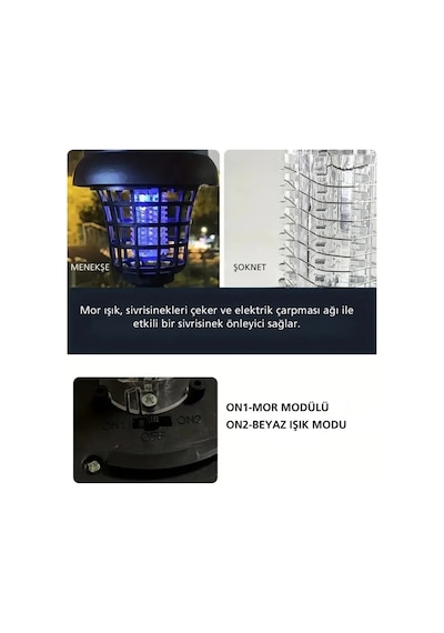 Solar Güneş Enerjili Sivrisinek Kovucu Lamba 2li Bahçe Balkon Işığı Led Aydınlatma Lamba Model 43643643634634