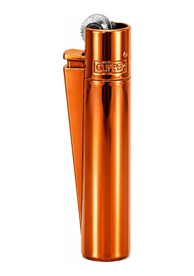 Clipper Desenli Metal Gaz Dolumlu Çakmak Özel Kutulu Premium Model Turuncu