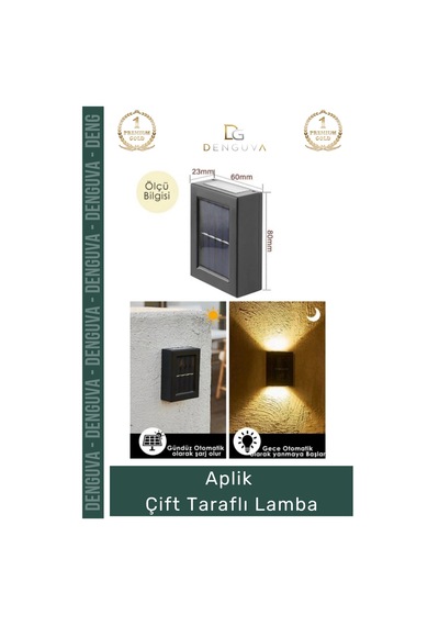 Duvarlambası Solar Güneş Enerjili Bahçe Dekorasyon Aplik Su Geçirmez Led Çift Taraflı Duvar Lamba Diğer