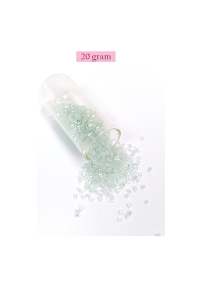 Kesme Cam Boncuk 2mm - 20 Gram - Şeffaf Beyaz -bnc320