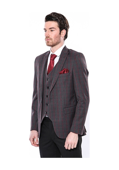 Wessi Ekose Füme Slim Fit Erkek Ceket 001