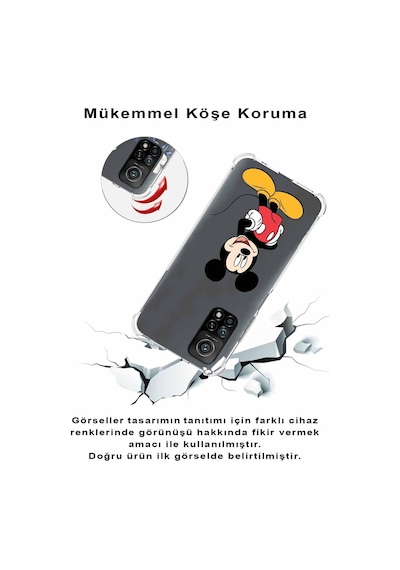 Xiaomi Redmi 10a Köşe Korumalı Antişok Kapak Mickey Mouse Tasarımlı Şeffaf Kılıf