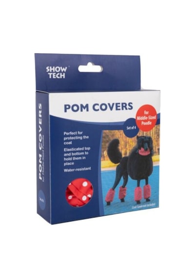 Show Tech Polka Dots Kırmızı Puantiyeli Orta Boy Poodle İçin Paça Tüyü Koruyucu Kılıf 4'lü Set Kırmızı