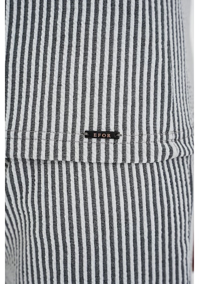 Efor Comfort Fit Fermuarlı Polo Yaka Dikine Çizgili Kısa Kol Siyah Tişört Ts 906 Siyah
