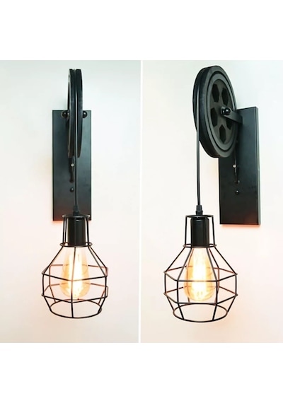 Loft Retro Kasnak Aplik Siyah