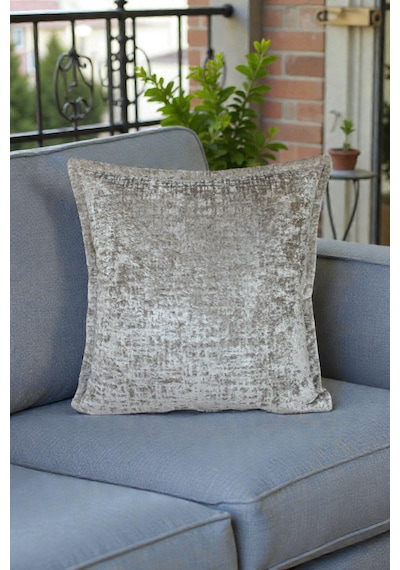 Kırlent Kılıfı İthal Kadife Kumaş - 45x45cm Yumuşak Dokulu Çift Taraflı Özel Tasarım Kırlent Kılıfı Ekru