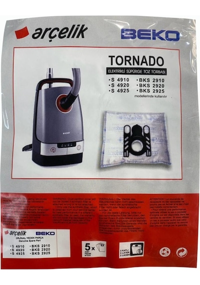 S 4910,s 4920,s 4925,s 4940 Tornado Elektrikli Süpürge Toz Torbası 5 Adet