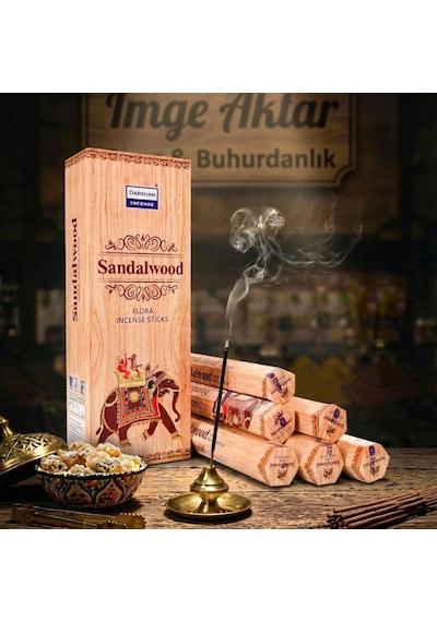 Darshan Sandalwood Sandal Ağacı Çubuk Tütsü 20'li Paket - Klasik Odunsu Çok Renkli