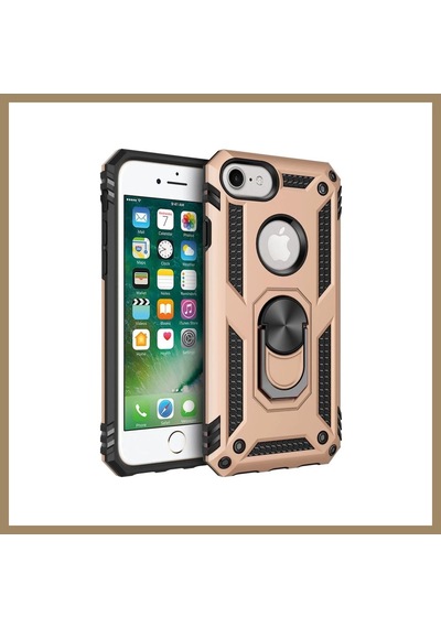 Bezos İphone 7 Uyumlu Kılıf Sofya Yüzüklü Silikon Kapak - Gold 22